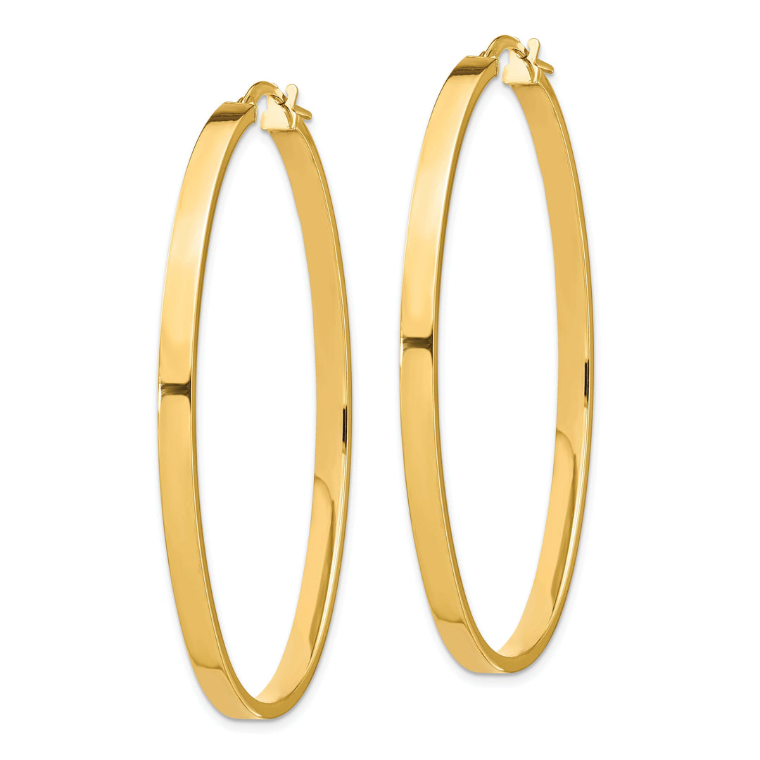 Lovely Rita's Earrings 14K Yellow Gold Shimmering Polished 3 mm Oval Tube Hoop Earrings