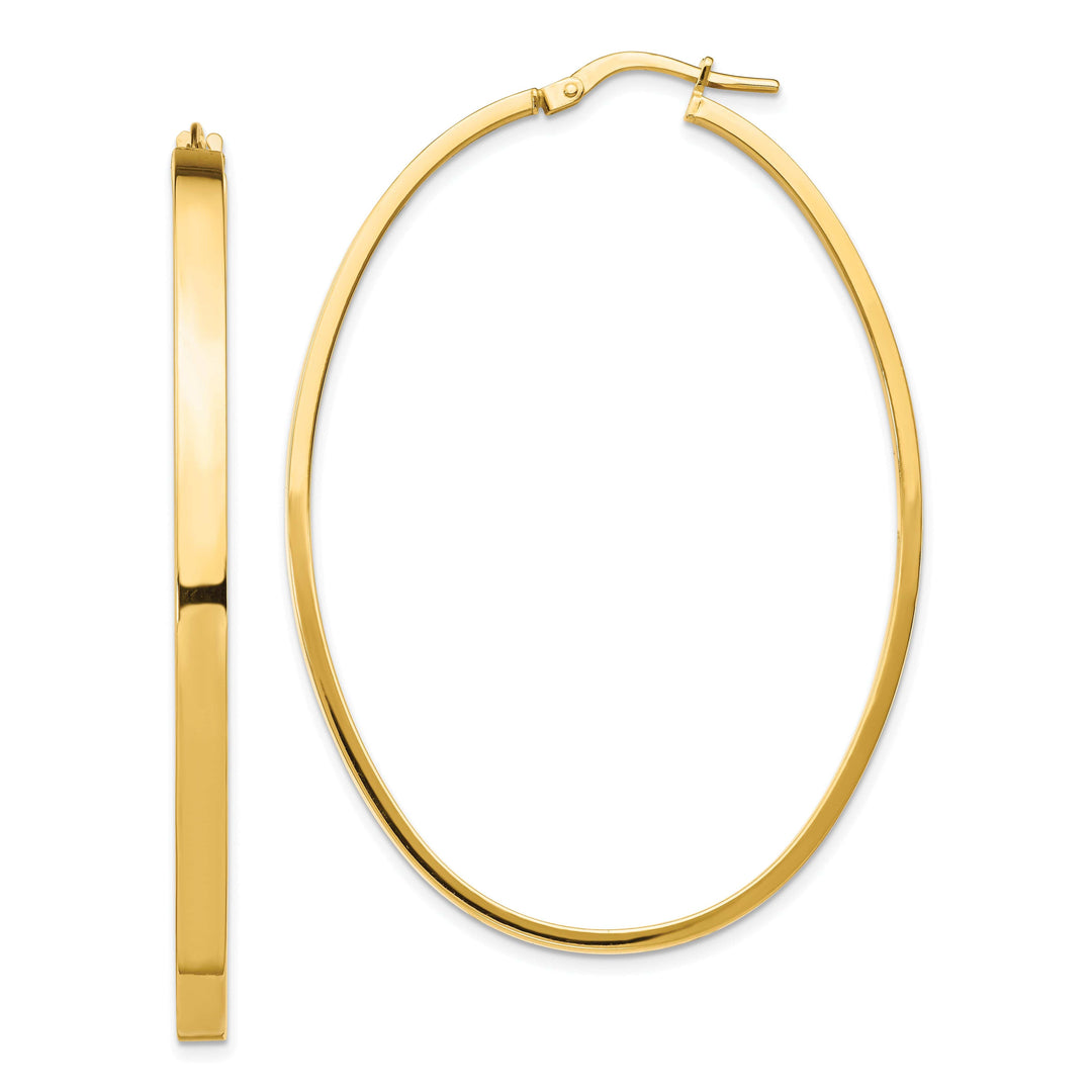 Lovely Rita's Earrings 14K Yellow Gold Shimmering Polished 3 mm Oval Tube Hoop Earrings