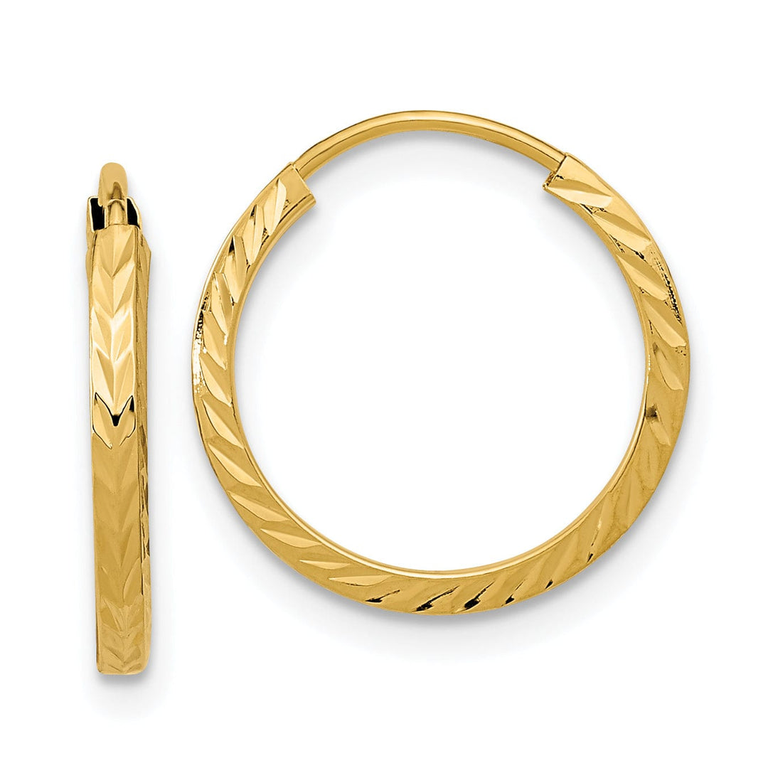 Lovely Rita's Earrings 14K Yellow Gold Sleek D.C Square-Tube 1.35x15mm Endless Hoop Earrings