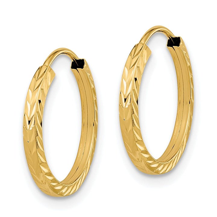 Lovely Rita's Earrings 14K Yellow Gold Sleek D.C Square-Tube 1.35x15mm Endless Hoop Earrings