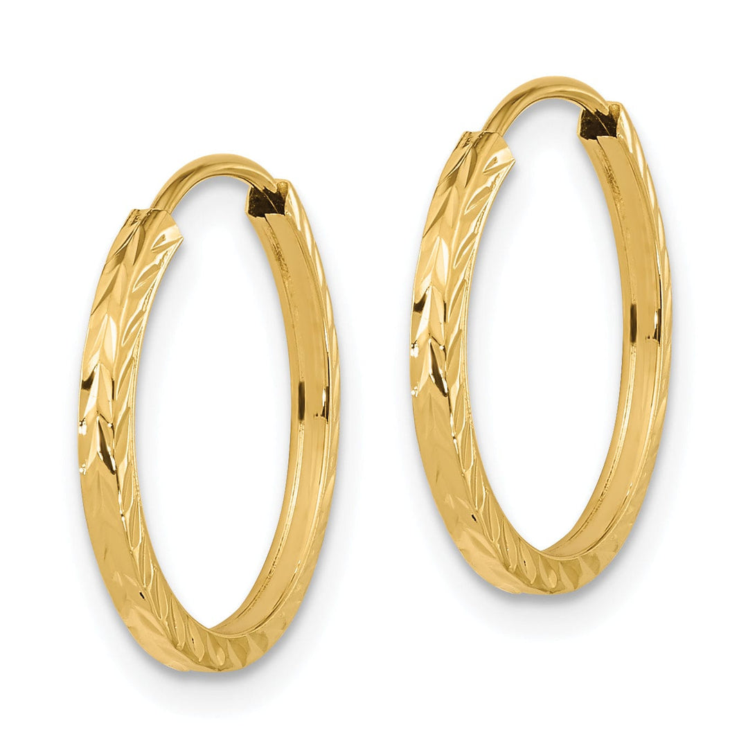Lovely Rita's Earrings 14K Yellow Gold Sleek D.C Square-Tube 1.35x17mm Endless Hoop Earrings