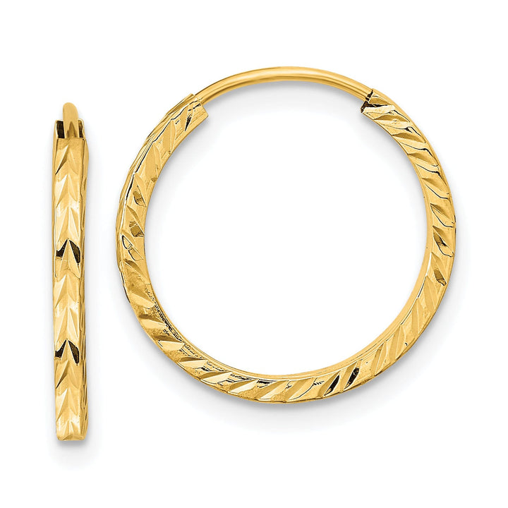 Lovely Rita's Earrings 14K Yellow Gold Sleek D.C Square-Tube 1.35x17mm Endless Hoop Earrings