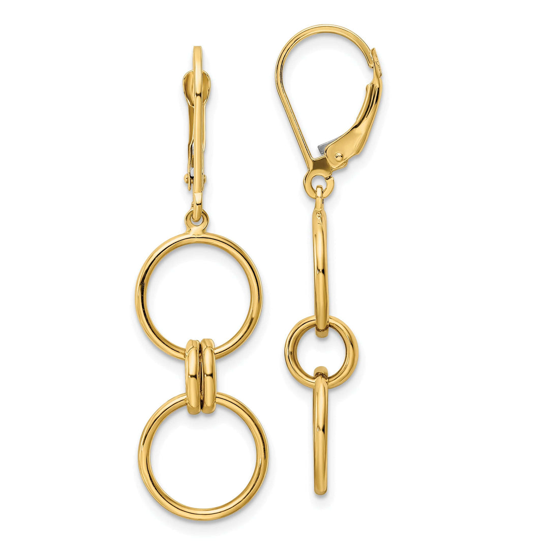 Lovely Rita's Earrings 14K Yellow Gold Sleek Polished 11.95mm Circle Leverback Earrings