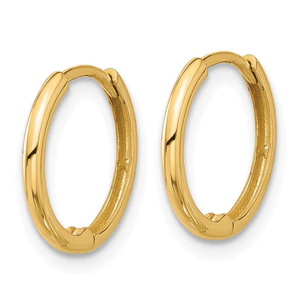 Lovely Rita's Earrings 14K Yellow Gold Sleek Polished 14mm Round Huggie Hinged Hoop Earrings