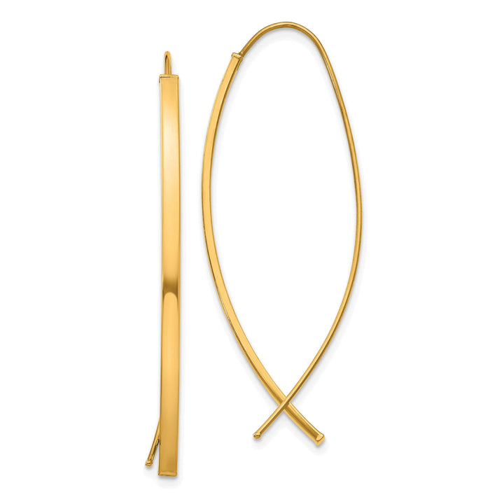 Lovely Rita's Earrings 14K Yellow Gold Sleek Polished 16.5mm Square Tube Threader Earrings