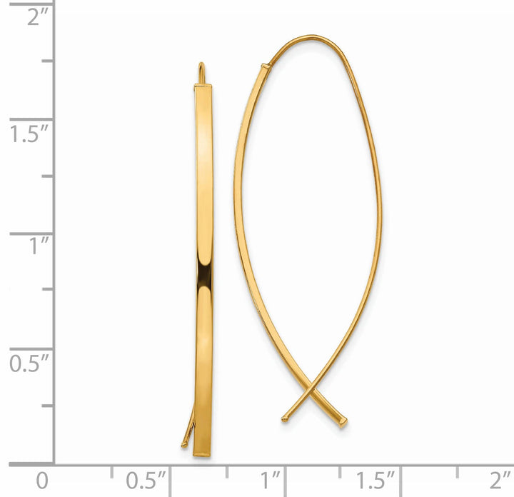 Lovely Rita's Earrings 14K Yellow Gold Sleek Polished 16.5mm Square Tube Threader Earrings