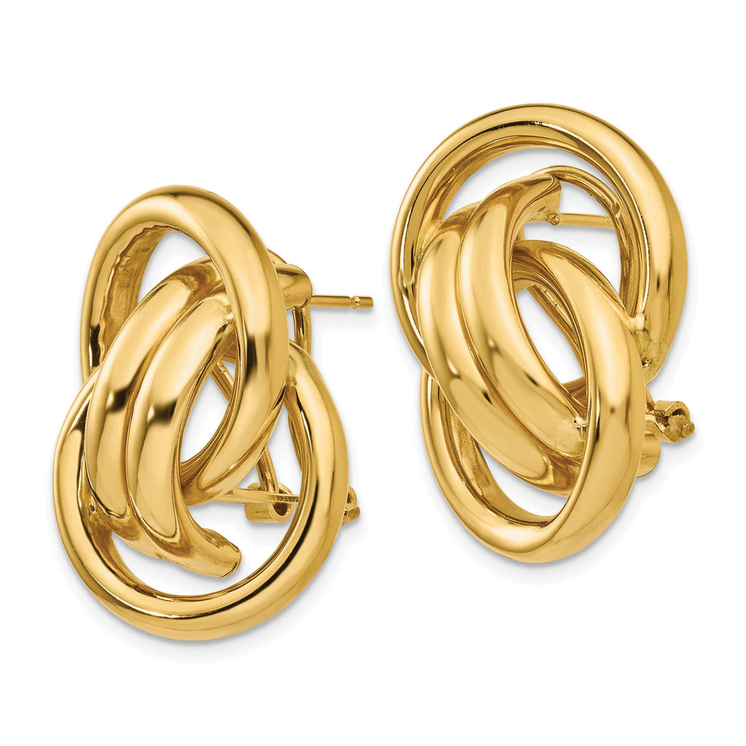 Lovely Rita's Earrings 14K Yellow Gold Sleek Polished 18mm Omega Back Post Earrings