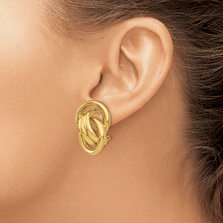 Lovely Rita's Earrings 14K Yellow Gold Sleek Polished 18mm Omega Back Post Earrings