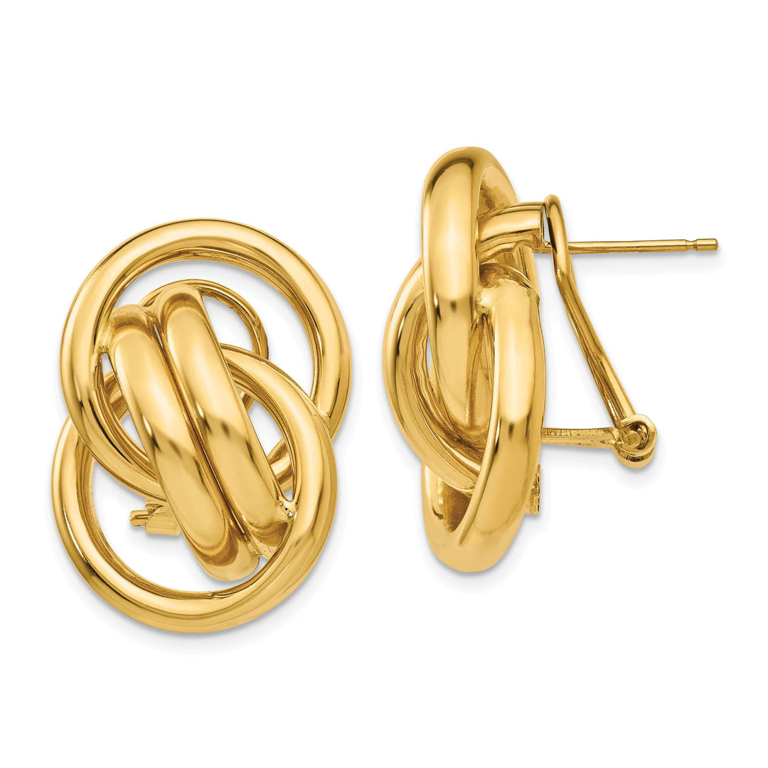 Lovely Rita's Earrings 14K Yellow Gold Sleek Polished 18mm Omega Back Post Earrings