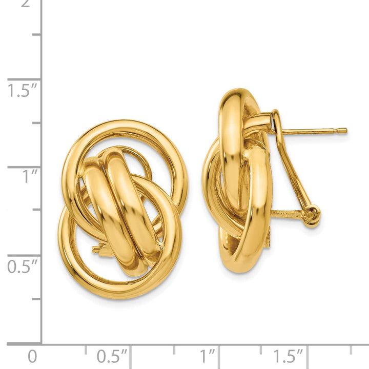 Lovely Rita's Earrings 14K Yellow Gold Sleek Polished 18mm Omega Back Post Earrings