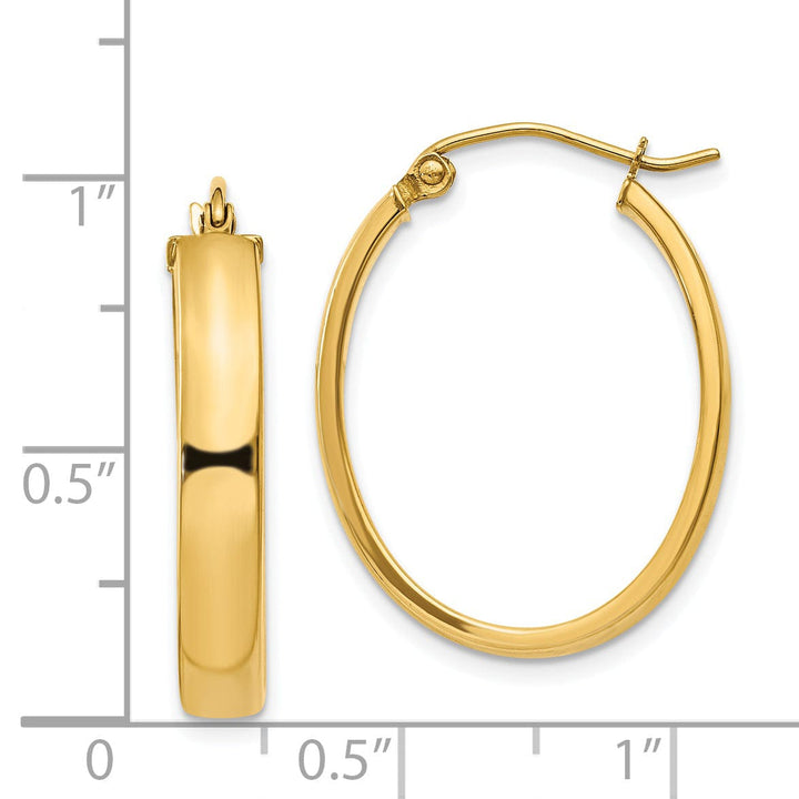 Lovely Rita's Earrings 14K Yellow Gold Sleek Polished 19 mm Oval Tube Hoop Earrings