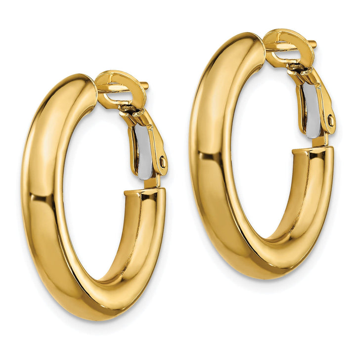 Lovely Rita's Earrings 14K Yellow Gold Sleek Polished 23.15mm Round Tube Omega Hoops