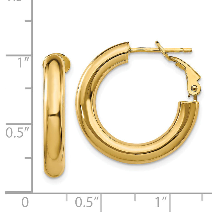 Lovely Rita's Earrings 14K Yellow Gold Sleek Polished 23.15mm Round Tube Omega Hoops