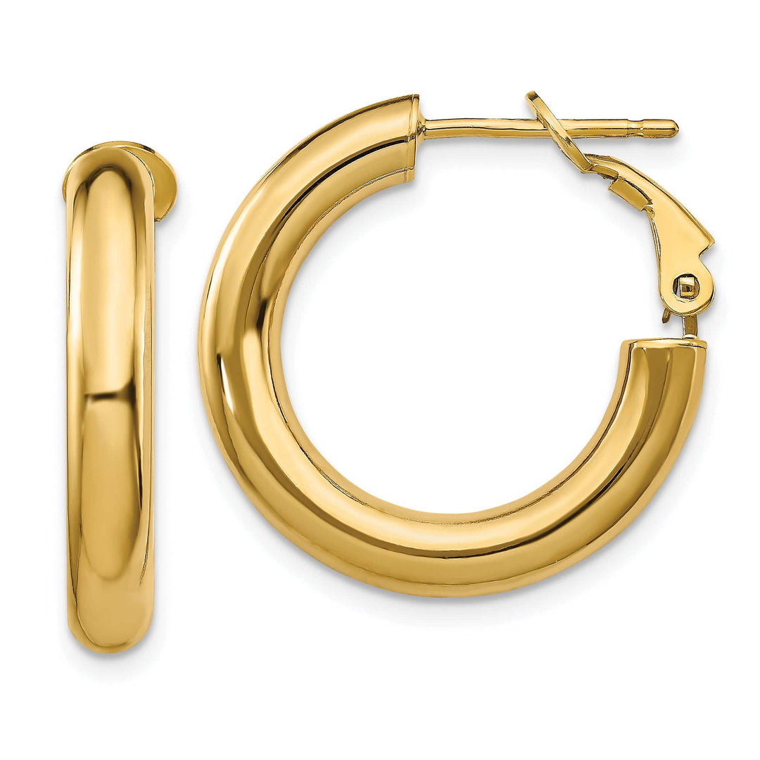 Lovely Rita's Earrings 14K Yellow Gold Sleek Polished 23.15mm Round Tube Omega Hoops