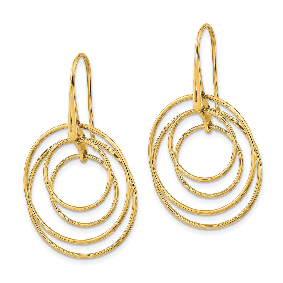Lovely Rita's Earrings 14K Yellow Gold Sleek Polished 24.9mm Circles Dangle Earrings