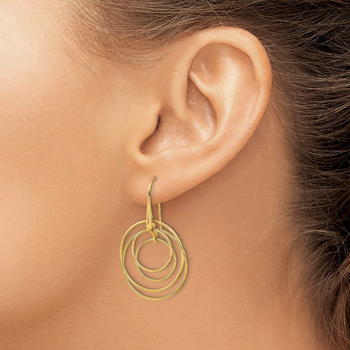 Lovely Rita's Earrings 14K Yellow Gold Sleek Polished 24.9mm Circles Dangle Earrings