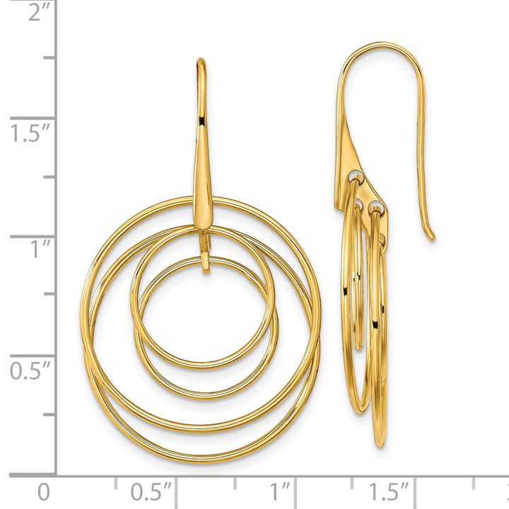 Lovely Rita's Earrings 14K Yellow Gold Sleek Polished 24.9mm Circles Dangle Earrings