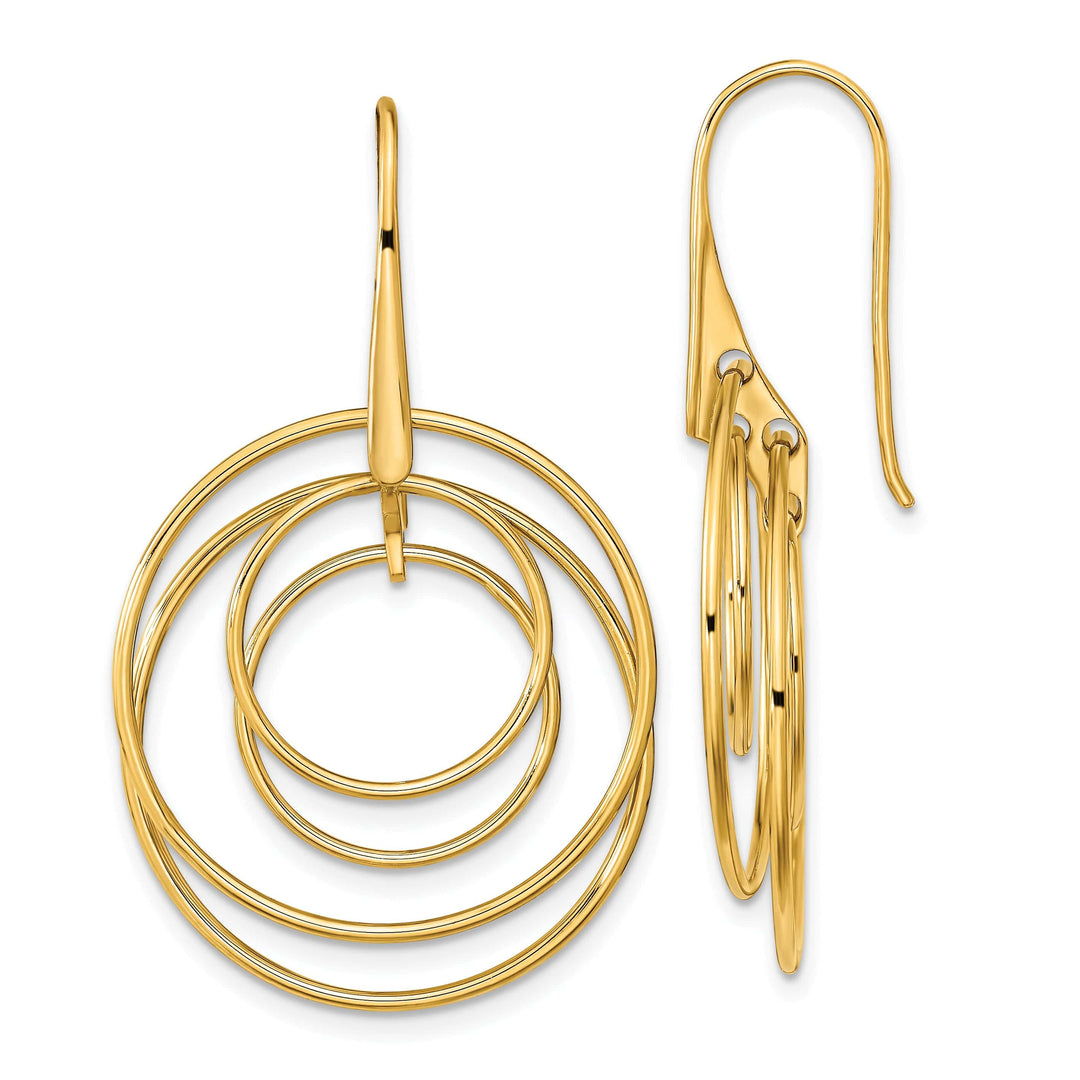 Lovely Rita's Earrings 14K Yellow Gold Sleek Polished 24.9mm Circles Dangle Earrings