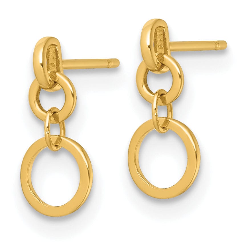 Lovely Rita's Earrings 14K Yellow Gold Sleek Polished 5.3mm Circle Post Dangle Earrings