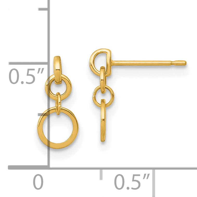 Lovely Rita's Earrings 14K Yellow Gold Sleek Polished 5.3mm Circle Post Dangle Earrings