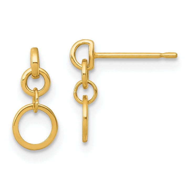 Lovely Rita's Earrings 14K Yellow Gold Sleek Polished 5.3mm Circle Post Dangle Earrings