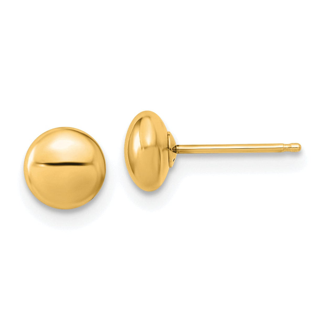 Lovely Rita's Earrings 14K Yellow Gold Sleek Polished 5.5mm Button Post Earrings