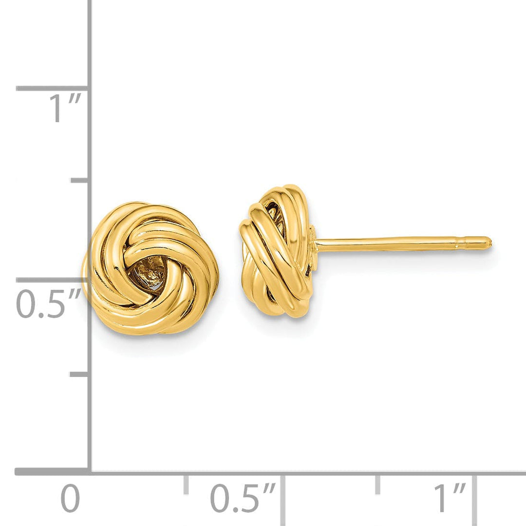 Lovely Rita's Earrings 14K Yellow Gold Sleek Polished 9mm Love Knot Post Earrings