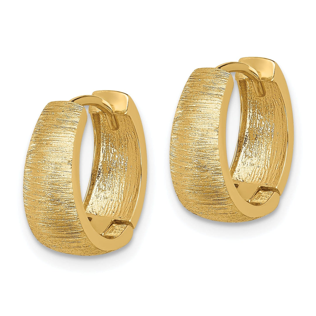 Lovely Rita's Earrings 14K Yellow Gold Sleek Textured 14.3mm Hinged Hoop Earrings