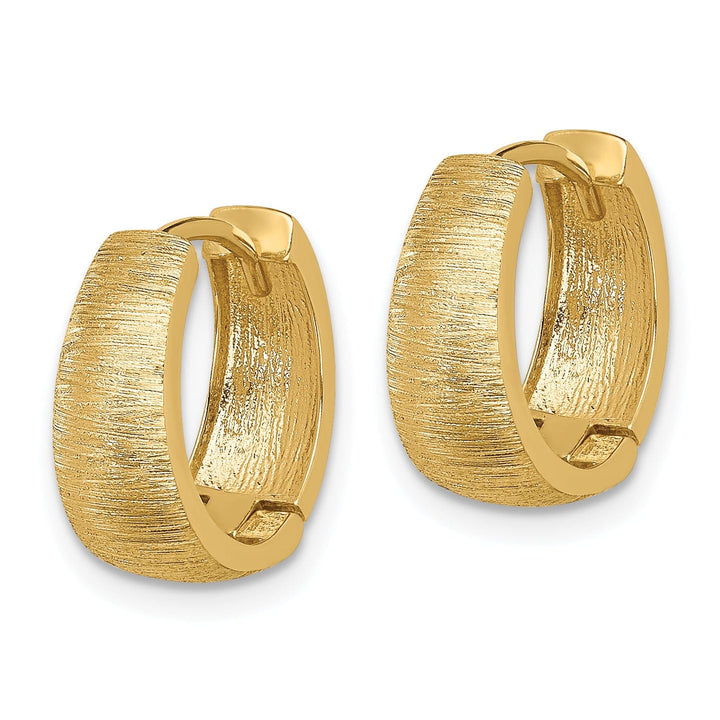 Lovely Rita's Earrings 14K Yellow Gold Sleek Textured 14.3mm Hinged Hoop Earrings