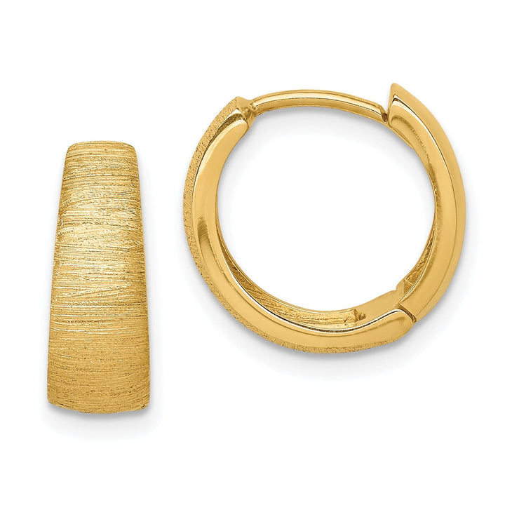 Lovely Rita's Earrings 14K Yellow Gold Sleek Textured 14.3mm Hinged Hoop Earrings