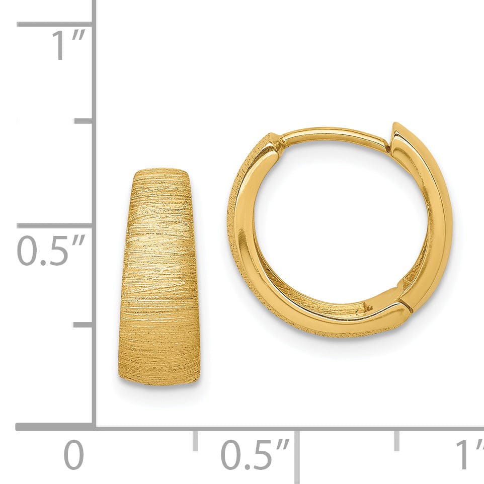 Lovely Rita's Earrings 14K Yellow Gold Sleek Textured 14.3mm Hinged Hoop Earrings