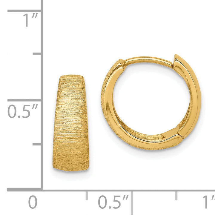 Lovely Rita's Earrings 14K Yellow Gold Sleek Textured 14.3mm Hinged Hoop Earrings