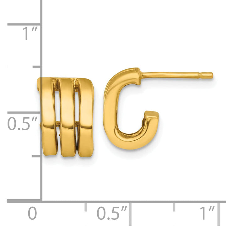 Lovely Rita's Earrings 14K Yellow Gold Sophisticated Polished 11.5mm Design Post Earrings