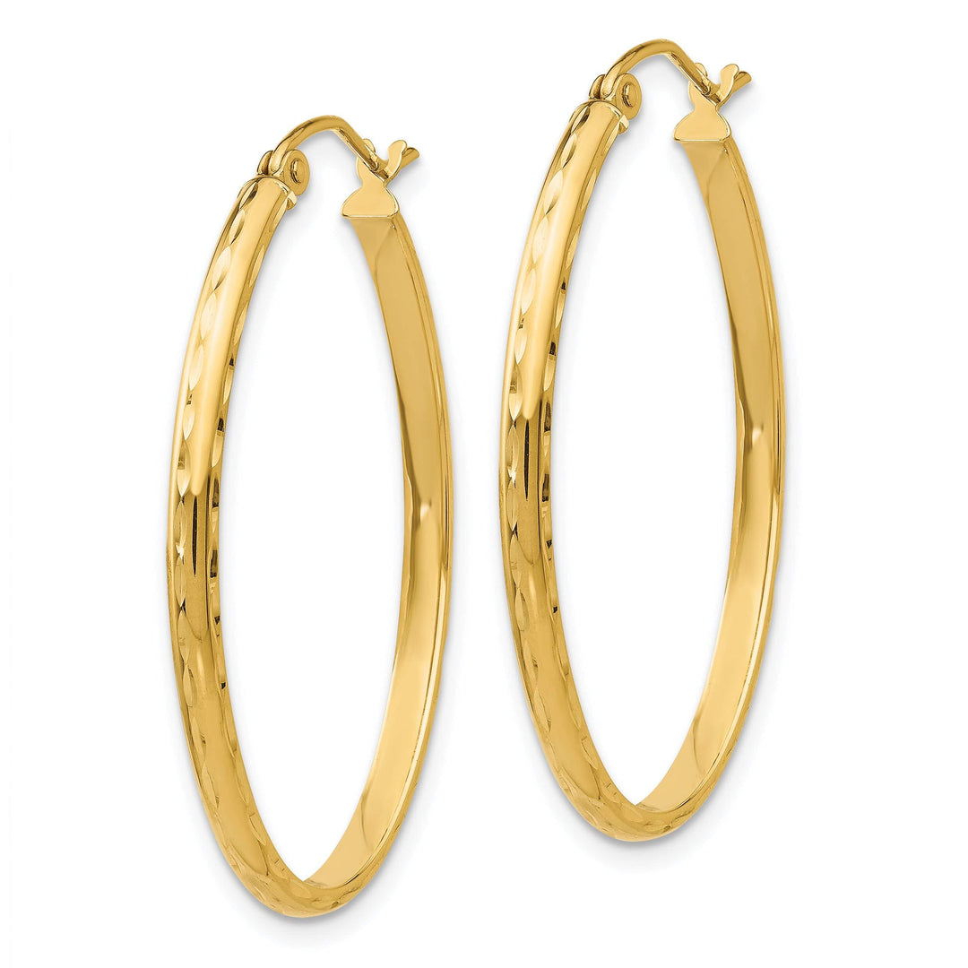 Lovely Rita's Earrings 14K Yellow Gold Sophisticated Polished 25.5 mm Oval Tube Hoop Earrings