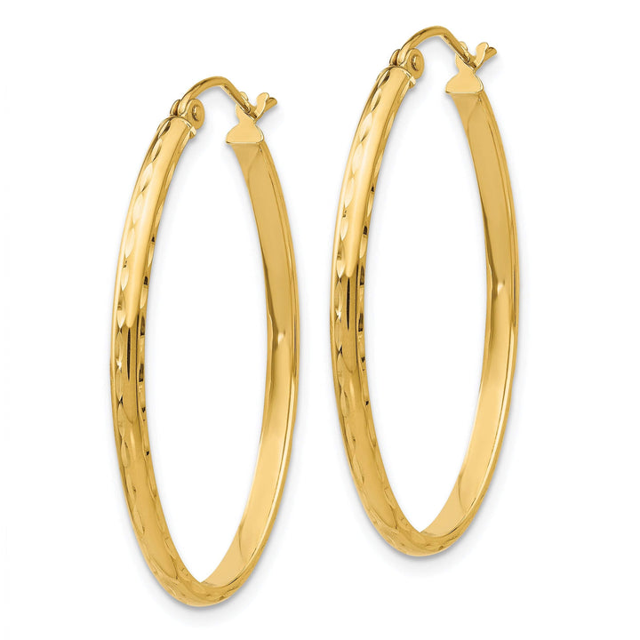 Lovely Rita's Earrings 14K Yellow Gold Sophisticated Polished 25.5 mm Oval Tube Hoop Earrings