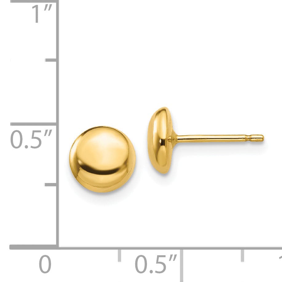 Lovely Rita's Earrings 14K Yellow Gold Sophisticated Polished 7mm Round Button Post Earrings