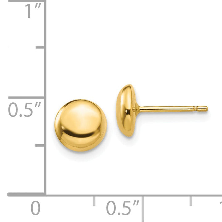 Lovely Rita's Earrings 14K Yellow Gold Sophisticated Polished 7mm Round Button Post Earrings