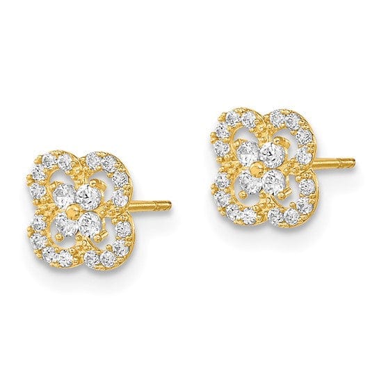 Lovely Rita's Earrings 14K Yellow Gold Splendid Polished 8mm Design Post Earrings