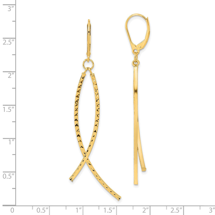 Lovely Rita's Earrings 14K Yellow Gold Striking Polished 10 mm Diamond Cut Leverback Earrings