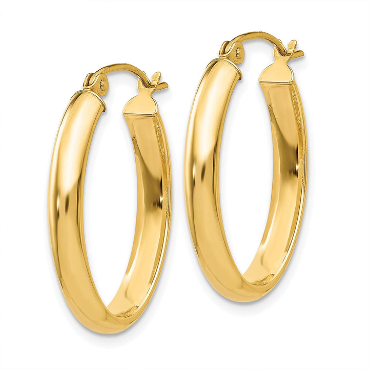 Lovely Rita's Earrings 14K Yellow Gold Stunning Polished 17 mm Oval Tube Hoop Earrings