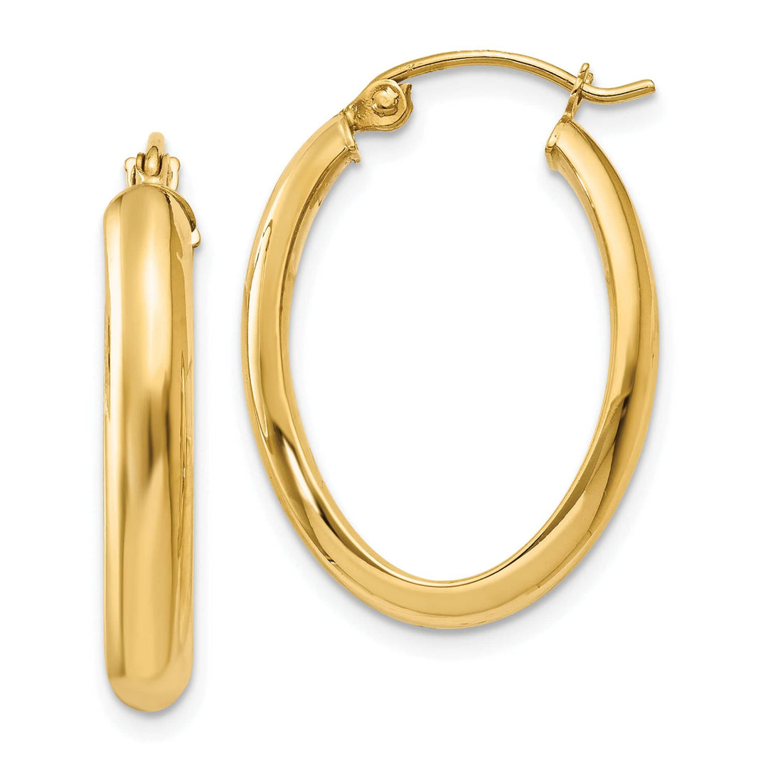 Lovely Rita's Earrings 14K Yellow Gold Stunning Polished 17 mm Oval Tube Hoop Earrings