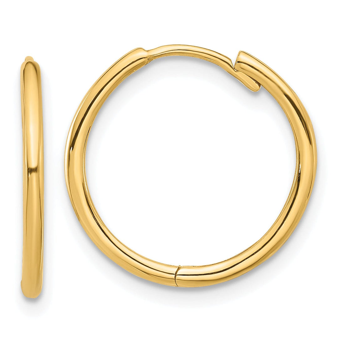 Lovely Rita's Earrings 14K Yellow Gold Stunning Polished 18mm Round Hinged Hoop Earrings