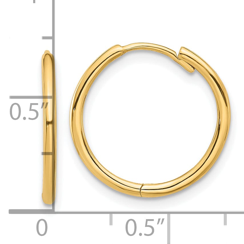 Lovely Rita's Earrings 14K Yellow Gold Stunning Polished 18mm Round Hinged Hoop Earrings
