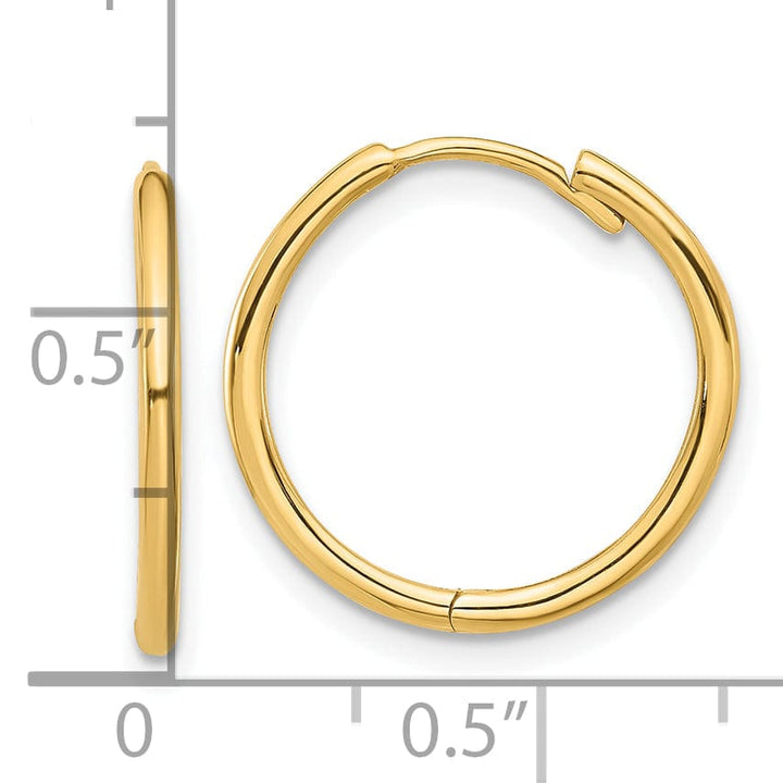 Lovely Rita's Earrings 14K Yellow Gold Stunning Polished 18mm Round Hinged Hoop Earrings