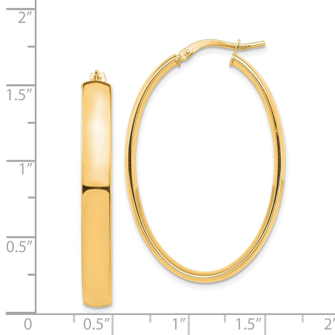 Lovely Rita's Earrings 14K Yellow Gold Stunning Polished 26.23 mm Oval Tube Hoop Earrings