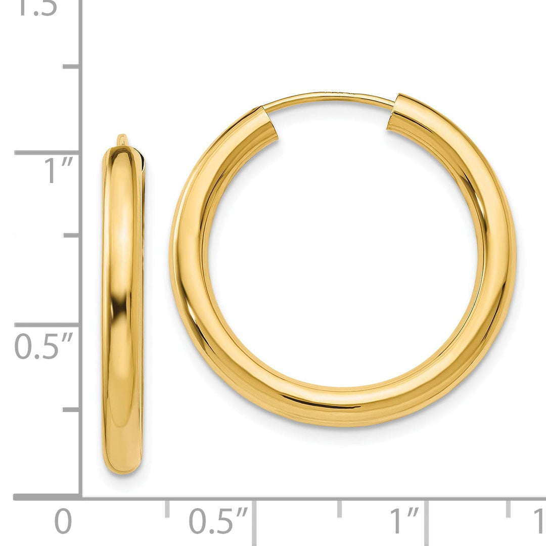 Lovely Rita's Earrings 14K Yellow Gold Stunning Polished 3.00x25mm Endless Hoop Earrings