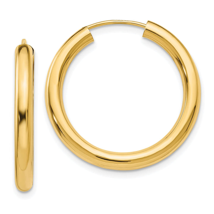Lovely Rita's Earrings 14K Yellow Gold Stunning Polished 3.00x25mm Endless Hoop Earrings