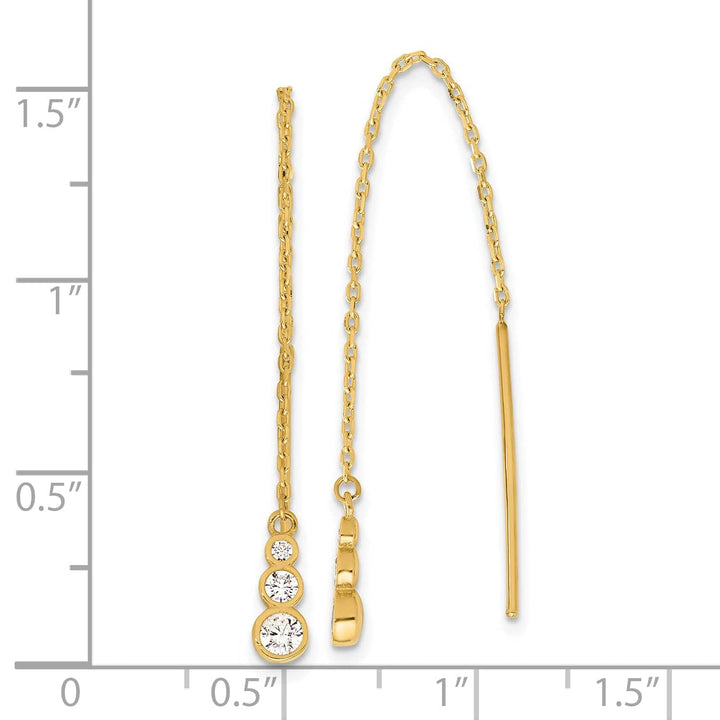 Lovely Rita's Earrings 14K Yellow Gold Stunning Polished 3.8mm CZ Threader Earrings