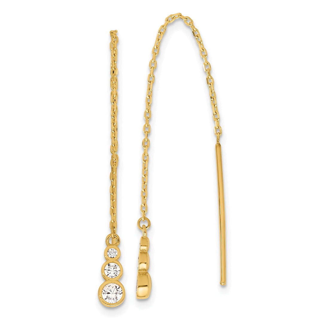 Lovely Rita's Earrings 14K Yellow Gold Stunning Polished 3.8mm CZ Threader Earrings