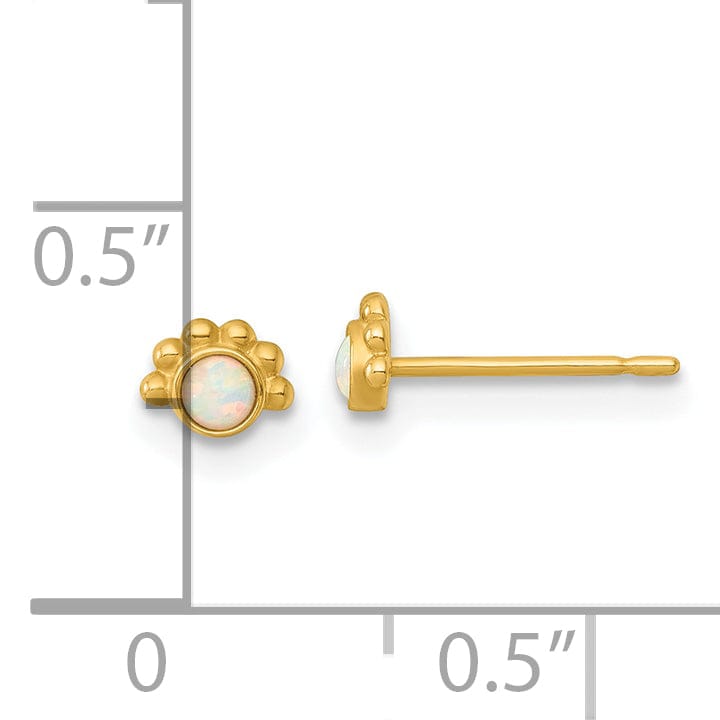 Lovely Rita's Earrings 14K Yellow Gold Stunning Polished 5mm Created Opal Post Earrings